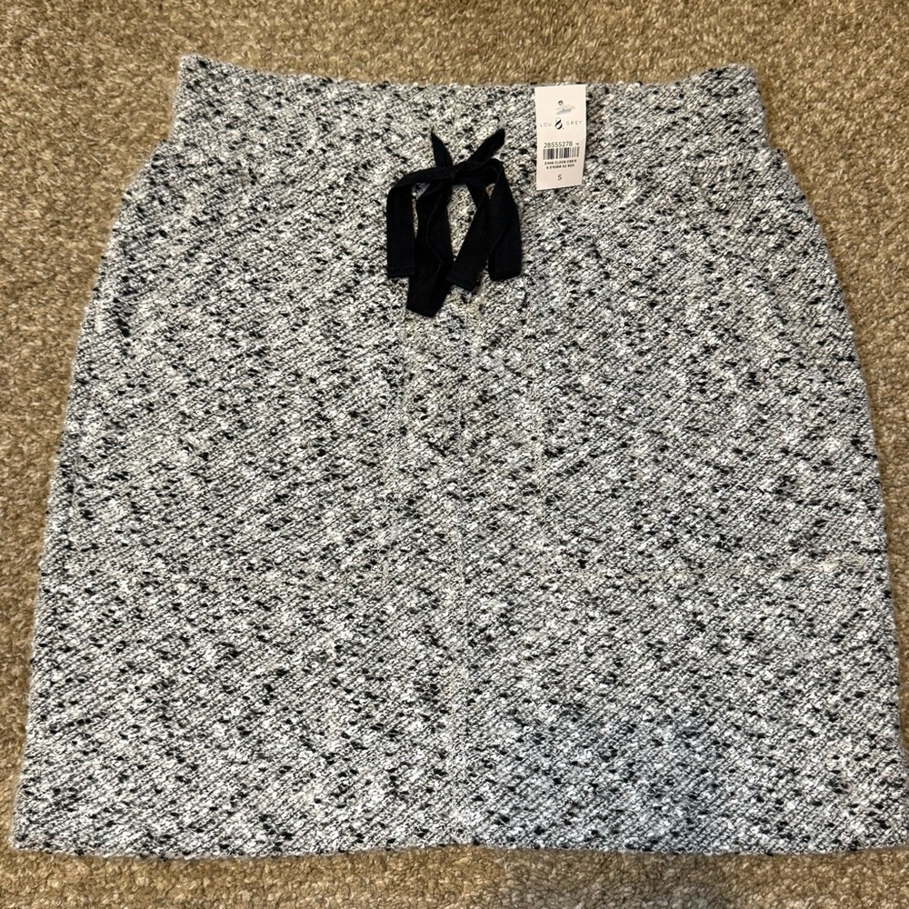 Lou & Grey LOFT knit black and white tweed boucle mini skirt Small NWT